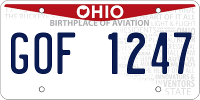 OH license plate GOF1247
