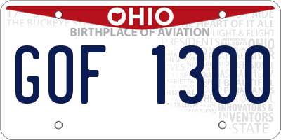 OH license plate GOF1300