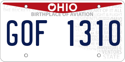 OH license plate GOF1310
