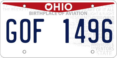 OH license plate GOF1496
