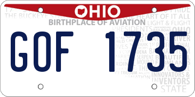 OH license plate GOF1735