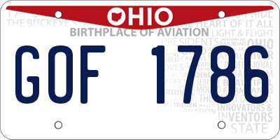 OH license plate GOF1786