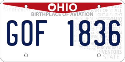 OH license plate GOF1836