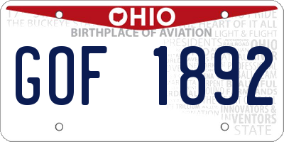 OH license plate GOF1892