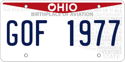 OH license plate GOF1977