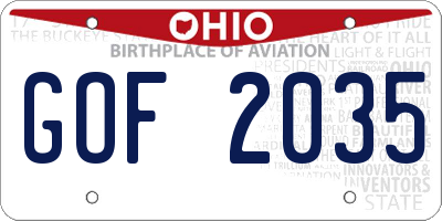 OH license plate GOF2035