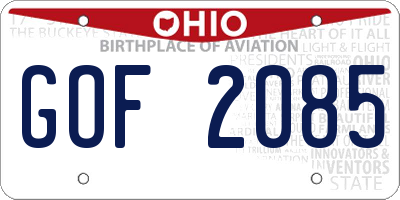 OH license plate GOF2085
