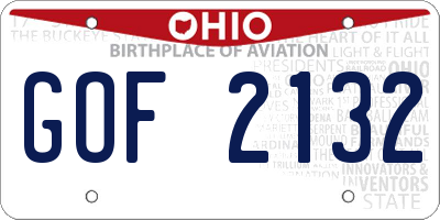 OH license plate GOF2132