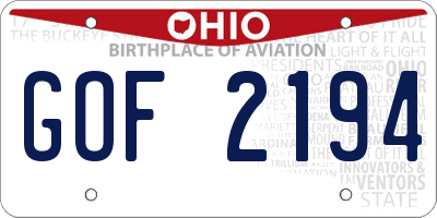 OH license plate GOF2194
