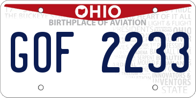 OH license plate GOF2233