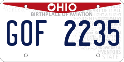 OH license plate GOF2235