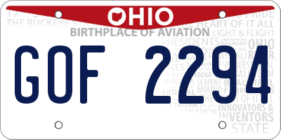 OH license plate GOF2294