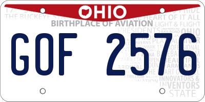 OH license plate GOF2576