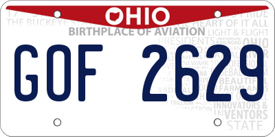OH license plate GOF2629
