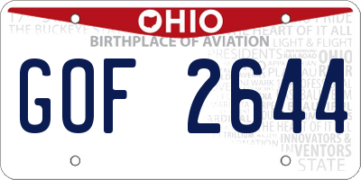 OH license plate GOF2644