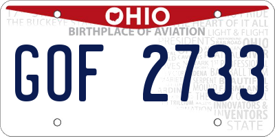 OH license plate GOF2733