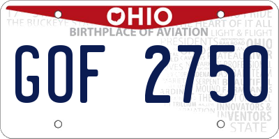 OH license plate GOF2750