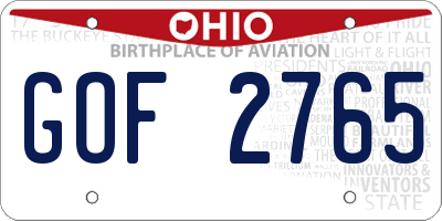 OH license plate GOF2765