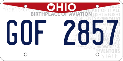 OH license plate GOF2857