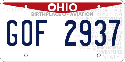 OH license plate GOF2937