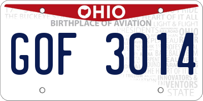 OH license plate GOF3014