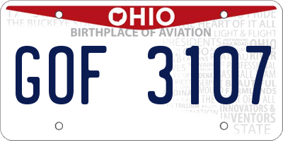 OH license plate GOF3107