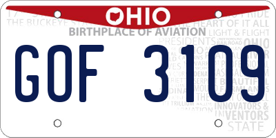 OH license plate GOF3109