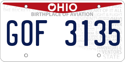 OH license plate GOF3135