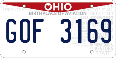 OH license plate GOF3169