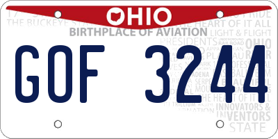 OH license plate GOF3244