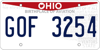OH license plate GOF3254