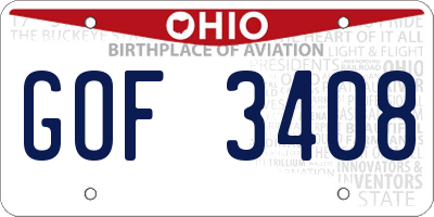 OH license plate GOF3408