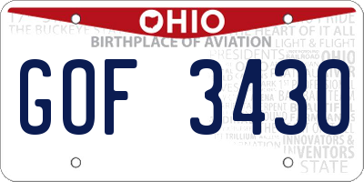OH license plate GOF3430
