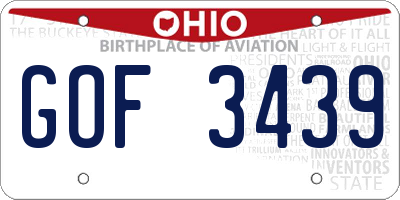 OH license plate GOF3439