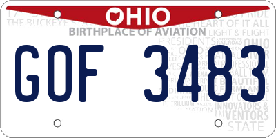OH license plate GOF3483