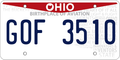 OH license plate GOF3510