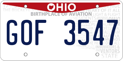 OH license plate GOF3547