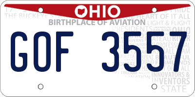 OH license plate GOF3557