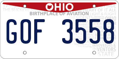 OH license plate GOF3558