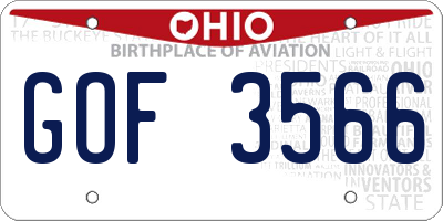 OH license plate GOF3566