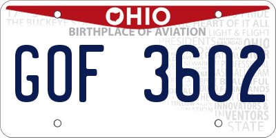 OH license plate GOF3602