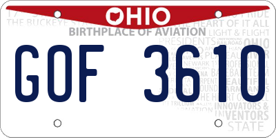 OH license plate GOF3610