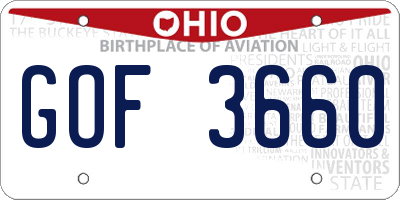 OH license plate GOF3660