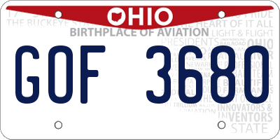 OH license plate GOF3680