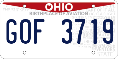OH license plate GOF3719