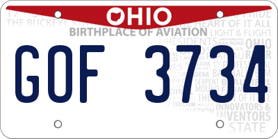 OH license plate GOF3734