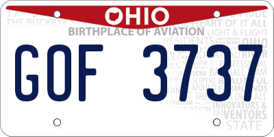 OH license plate GOF3737