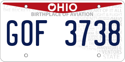 OH license plate GOF3738