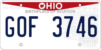 OH license plate GOF3746