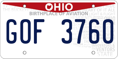 OH license plate GOF3760